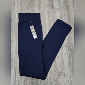 Youth Navy High-Waist Stretch Leggings